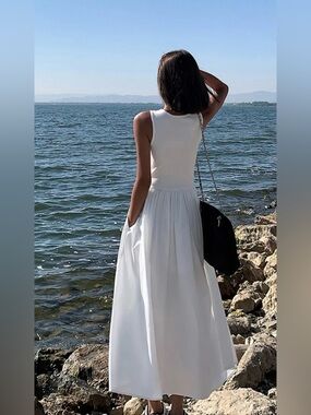 strapless open back dress Blue Jacquard One Shoulder Midi Dress - All Dresses main image 1